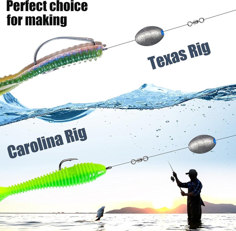TKHDBF Egg Sinkers Bullet Fishing Weights Oval Shaped with Plastic Core Slip Sinkers for Catfish Fishing Casting Saltwater and Freshwater 1/5oz to 2oz - Image 5